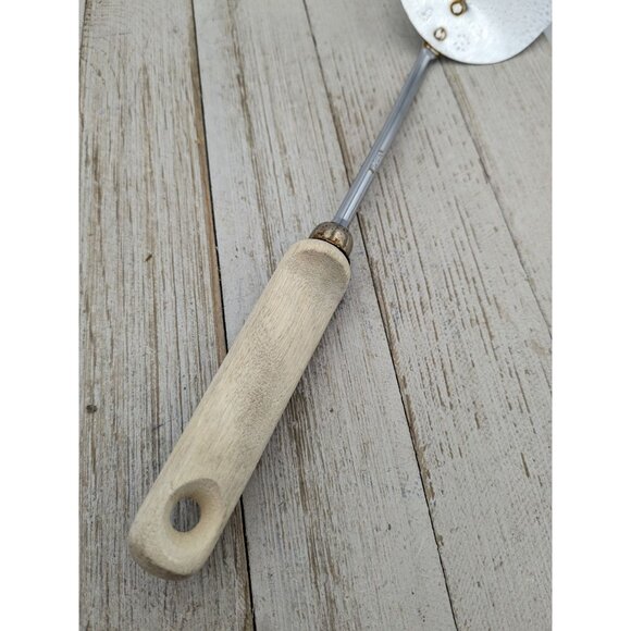Chief Solid Spatula Flipper Server 10 1/4" Wooden Handle Chrome - Picture 3 of 9
